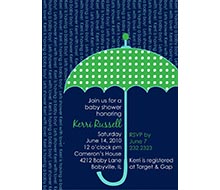 Umbrella Baby Shower Sprinkle Raining Words Printable Invitation - Green